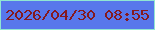 文字の大きさ：1、枠の色：90e6d2、背景の色：5877eb、文字の色：85191e 無料ブログパーツのブログ時計