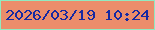 文字の大きさ：4、枠の色：90eac1、背景の色：eb8d6b、文字の色：1529a2 無料ブログパーツのブログ時計