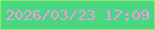 文字の大きさ：1、枠の色：90eb5b、背景の色：49d784、文字の色：f899e0 無料ブログパーツのブログ時計