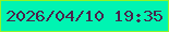 文字の大きさ：3、枠の色：90f328、背景の色：00f4b2、文字の色：4b224c 無料ブログパーツのブログ時計