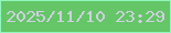 文字の大きさ：1、枠の色：90f7bd、背景の色：64c666、文字の色：d0cfe1 無料ブログパーツのブログ時計