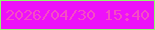 文字の大きさ：1、枠の色：90f96d、背景の色：ed11f9、文字の色：f54dc4 無料ブログパーツのブログ時計
