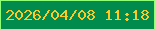 文字の大きさ：2、枠の色：90fe77、背景の色：018b4d、文字の色：fcca28 無料ブログパーツのブログ時計