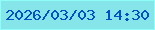 文字の大きさ：1、枠の色：90fef8、背景の色：86e5e9、文字の色：0350c7 無料ブログパーツのブログ時計