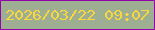 文字の大きさ：5、枠の色：9105a9、背景の色：9eae92、文字の色：f9d73f 無料ブログパーツのブログ時計