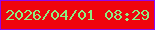文字の大きさ：1、枠の色：9107ec、背景の色：f0040e、文字の色：8ded81 無料ブログパーツのブログ時計