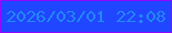 文字の大きさ：2、枠の色：9107fd、背景の色：2046ff、文字の色：2387f5 無料ブログパーツのブログ時計
