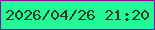 文字の大きさ：5、枠の色：9108a6、背景の色：26f79b、文字の色：2d3e16 無料ブログパーツのブログ時計