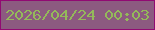 文字の大きさ：2、枠の色：910a72、背景の色：8c5a80、文字の色：94b95a 無料ブログパーツのブログ時計
