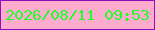 文字の大きさ：2、枠の色：910ac0、背景の色：feaccd、文字の色：21fd2a 無料ブログパーツのブログ時計