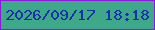 文字の大きさ：5、枠の色：9114e0、背景の色：3ea989、文字の色：1b2ead 無料ブログパーツのブログ時計
