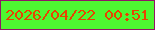 文字の大きさ：1、枠の色：911566、背景の色：4ef731、文字の色：e84201 無料ブログパーツのブログ時計