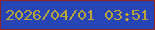 文字の大きさ：1、枠の色：912320、背景の色：2745b5、文字の色：bba538 無料ブログパーツのブログ時計