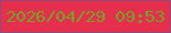 文字の大きさ：1、枠の色：91497d、背景の色：e62e4d、文字の色：74a328 無料ブログパーツのブログ時計