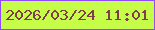 文字の大きさ：1、枠の色：914bfd、背景の色：c6fd48、文字の色：7f3e49 無料ブログパーツのブログ時計