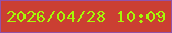 文字の大きさ：5、枠の色：9152a9、背景の色：cb3f32、文字の色：a6f807 無料ブログパーツのブログ時計