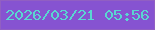 文字の大きさ：2、枠の色：915fc2、背景の色：8653d1、文字の色：5ad6d1 無料ブログパーツのブログ時計