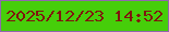 文字の大きさ：5、枠の色：9167ae、背景の色：46ce0a、文字の色：80150e 無料ブログパーツのブログ時計