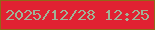 文字の大きさ：3、枠の色：916818、背景の色：e12132、文字の色：a0b397 無料ブログパーツのブログ時計