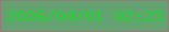 文字の大きさ：2、枠の色：917e76、背景の色：65a271、文字の色：1bd82b 無料ブログパーツのブログ時計