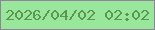 文字の大きさ：5、枠の色：91829d、背景の色：99e79b、文字の色：5c9653 無料ブログパーツのブログ時計