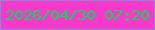 文字の大きさ：4、枠の色：9185da、背景の色：f739cb、文字の色：05dd59 無料ブログパーツのブログ時計