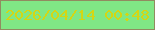 文字の大きさ：1、枠の色：918b60、背景の色：80e785、文字の色：d4d614 無料ブログパーツのブログ時計