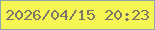 文字の大きさ：5、枠の色：91a3ac、背景の色：f5f554、文字の色：7c7667 無料ブログパーツのブログ時計
