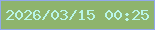 文字の大きさ：5、枠の色：91a8ec、背景の色：8eb46d、文字の色：b9f6e9 無料ブログパーツのブログ時計