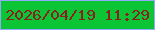 文字の大きさ：5、枠の色：91a9ff、背景の色：0bc535、文字の色：892022 無料ブログパーツのブログ時計