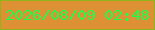 文字の大きさ：4、枠の色：91b418、背景の色：de9035、文字の色：1ffc49 無料ブログパーツのブログ時計