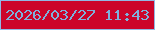 文字の大きさ：1、枠の色：91b8e4、背景の色：cc042a、文字の色：7eb1dc 無料ブログパーツのブログ時計
