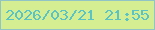 文字の大きさ：1、枠の色：91c4c5、背景の色：d5ee91、文字の色：5ac3c6 無料ブログパーツのブログ時計