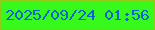 文字の大きさ：5、枠の色：91c916、背景の色：38f91c、文字の色：0865d1 無料ブログパーツのブログ時計