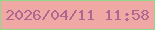 文字の大きさ：5、枠の色：91d988、背景の色：efa8a3、文字の色：ae6791 無料ブログパーツのブログ時計
