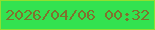 文字の大きさ：4、枠の色：91df30、背景の色：33e250、文字の色：7f722e 無料ブログパーツのブログ時計