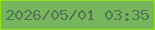 文字の大きさ：3、枠の色：91e419、背景の色：78b65d、文字の色：547358 無料ブログパーツのブログ時計