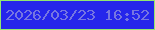 文字の大きさ：4、枠の色：91e870、背景の色：2526eb、文字の色：7676e1 無料ブログパーツのブログ時計