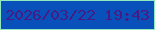 文字の大きさ：1、枠の色：91e8bd、背景の色：0851bb、文字の色：461c84 無料ブログパーツのブログ時計