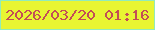 文字の大きさ：4、枠の色：91ebba、背景の色：e8f532、文字の色：c34e56 無料ブログパーツのブログ時計