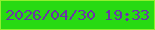 文字の大きさ：4、枠の色：91ef30、背景の色：28da12、文字の色：6a35a6 無料ブログパーツのブログ時計