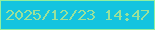 文字の大きさ：4、枠の色：91f0a0、背景の色：14c4df、文字の色：9ae19b 無料ブログパーツのブログ時計