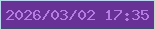 文字の大きさ：5、枠の色：91f3ca、背景の色：673195、文字の色：b77ce4 無料ブログパーツのブログ時計