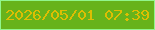 文字の大きさ：1、枠の色：91f68d、背景の色：67b31b、文字の色：ddbe03 無料ブログパーツのブログ時計