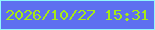 文字の大きさ：4、枠の色：91f6fc、背景の色：5e6ff0、文字の色：a6ea15 無料ブログパーツのブログ時計