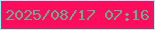 文字の大きさ：4、枠の色：91fefc、背景の色：fe0d5e、文字の色：6ab08f 無料ブログパーツのブログ時計