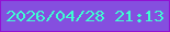 文字の大きさ：1、枠の色：9212d2、背景の色：854fdf、文字の色：3ffdd2 無料ブログパーツのブログ時計