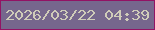 文字の大きさ：3、枠の色：921364、背景の色：76678d、文字の色：cfccb9 無料ブログパーツのブログ時計