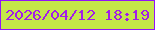 文字の大きさ：1、枠の色：9214f9、背景の色：c4e749、文字の色：a21ce9 無料ブログパーツのブログ時計