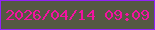 文字の大きさ：4、枠の色：9222fa、背景の色：555844、文字の色：f313a1 無料ブログパーツのブログ時計